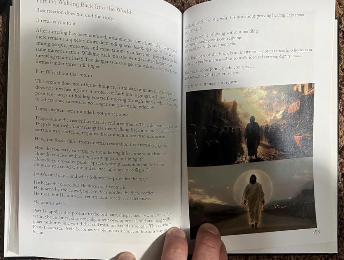 Open book displaying a combination of writing and color illustrations
